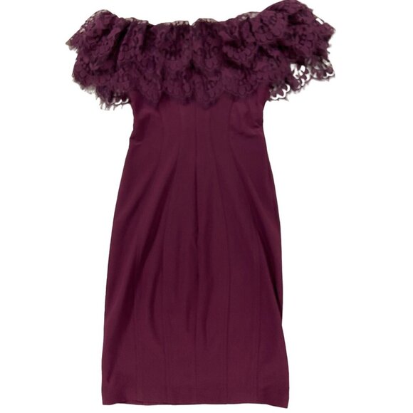 Betsy & Adam Women's Red Wine Women's Lace Seamed Sheath Dress Size 6 Petite - Picture 4 of 7